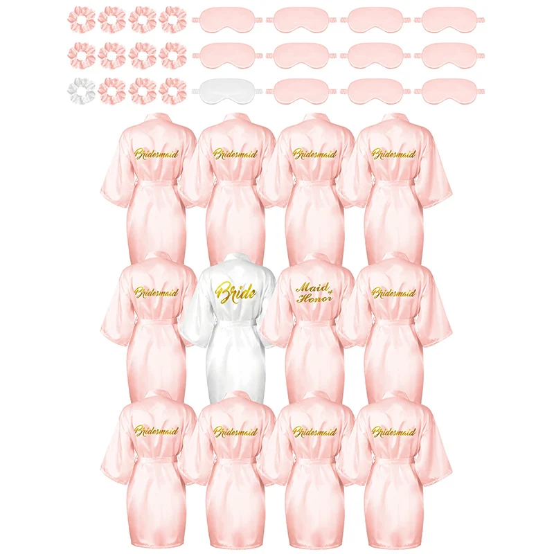 5-18 Stuks Bruiloft Team Bruid Bruidsmeisje Gewaad Kamerjas Satijnen Kimono Badjas Voor Vrouwen Bruids Douche Vrijgezellenfeest