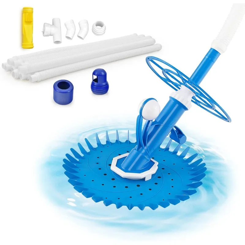 

Goplus Upgraded Automatic Pool Cleaner, Vacuum Suction Pool Sweeper with 10 x 3.3 FT Extension Hoses & 36-Fin Disc