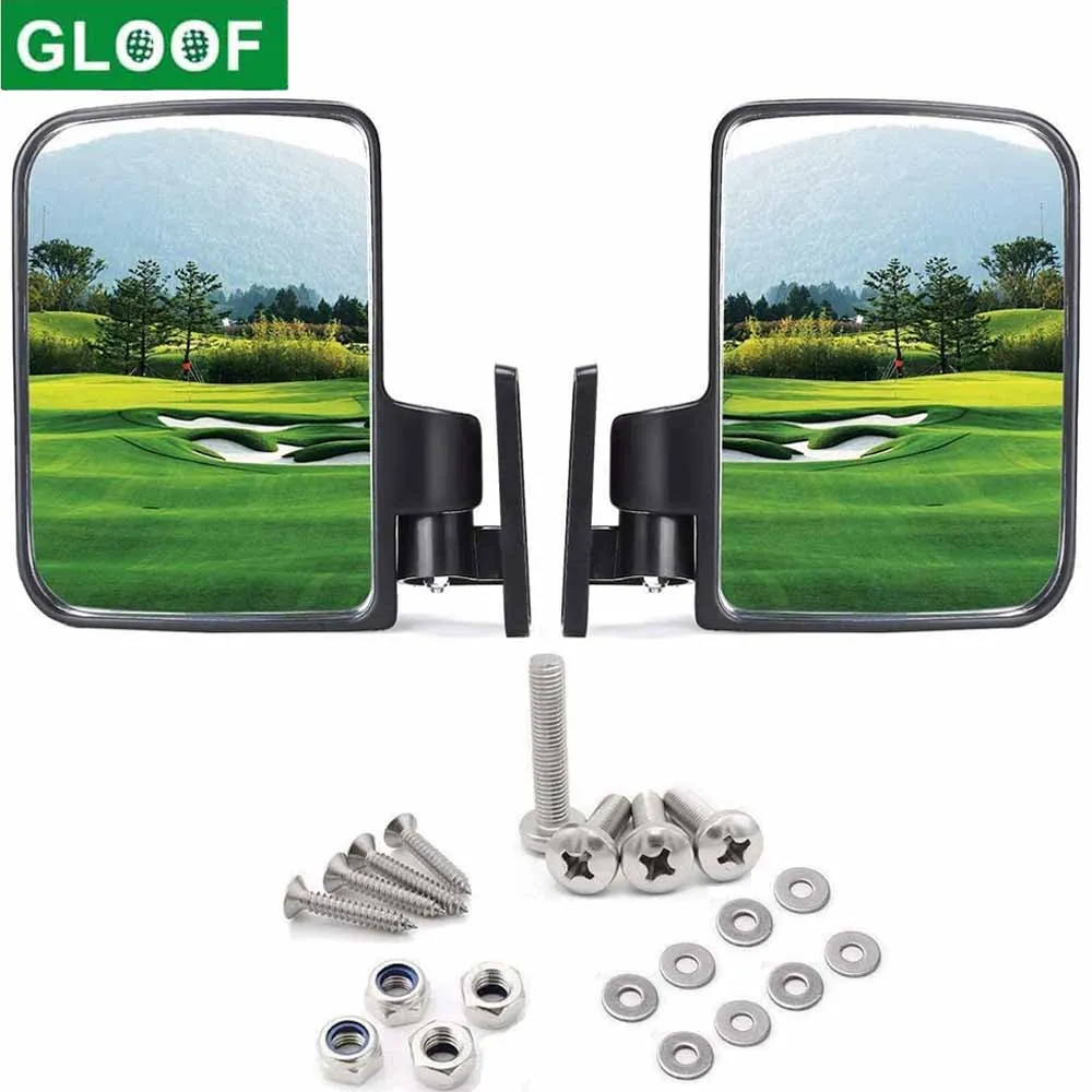 GLOOF Golf Cart Mirrors Universal Folding Side View Mirrors Flexible Adjustment for Club Car for EZGO for Yamaha Zone Carts