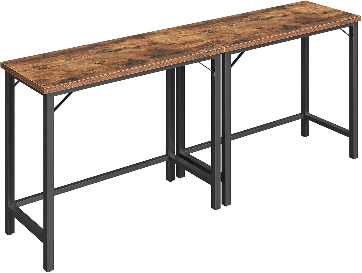 

63-Inch Connectable Pub Table, Rustic Brown Dining Counter with Sturdy Metal Frame, Multifunctional for Home or Bar