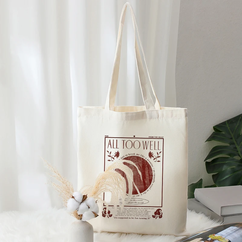 

'All Too Well' Tote Bags Ts Merch for Women Gifts Summer Travel Handbag Girls Back to School Pouch Ladys Foldable Shopping Bag
