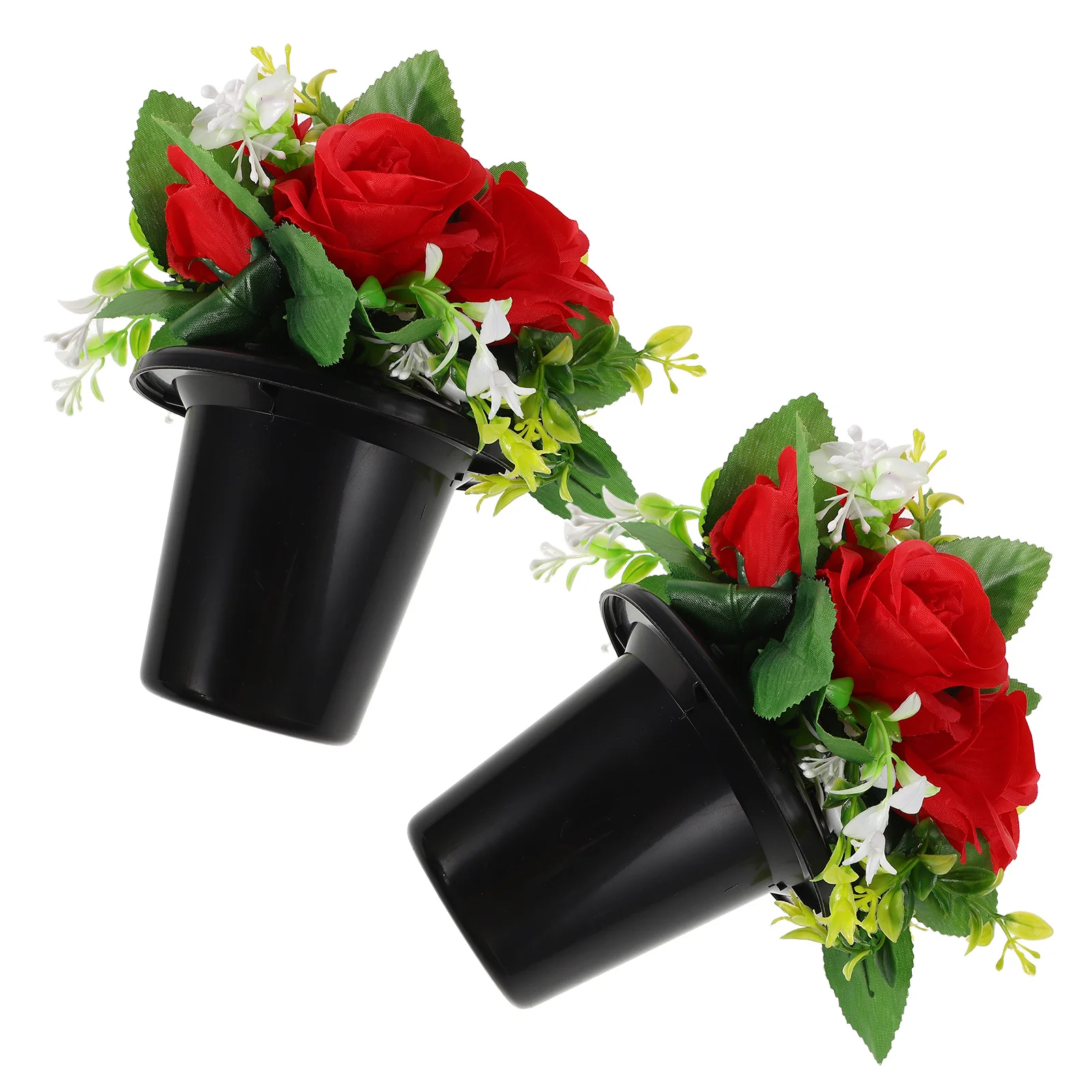 

1Pair Artificial Cemetery Flowers Grave Memorial Silk Realistic for Headstones Outdoor Weatherproof Decor Cemetery Flowers