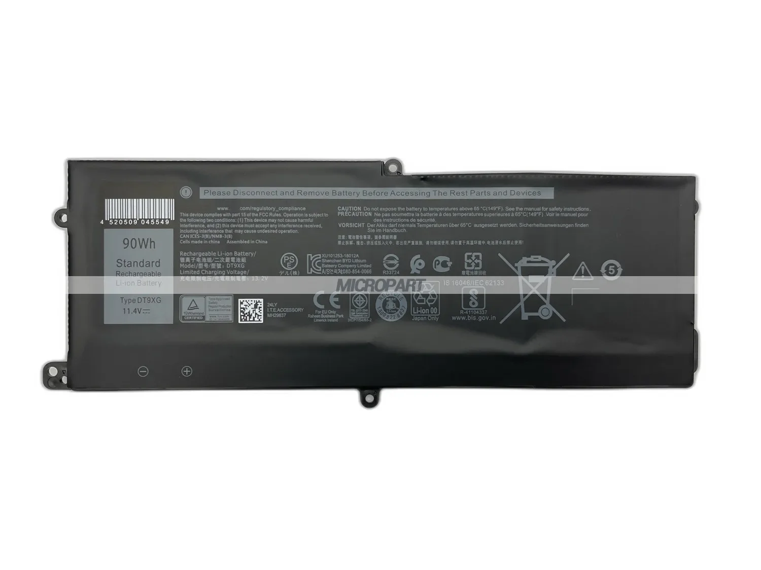 90Wh DT9XG Spare Backup Replacement Laptop Battery for Dell Alienware Area-51m 11.4V Long Battery Life Li-ion