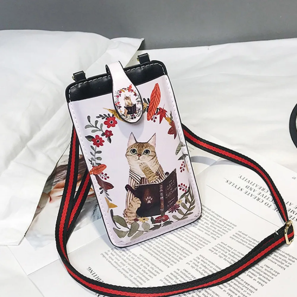 Single Shoulder Phone Messenger Bag Pocket Pouch Waterproof Crossbody Phone Purse PU Leather Retro Print Ladies Crossbody Bags