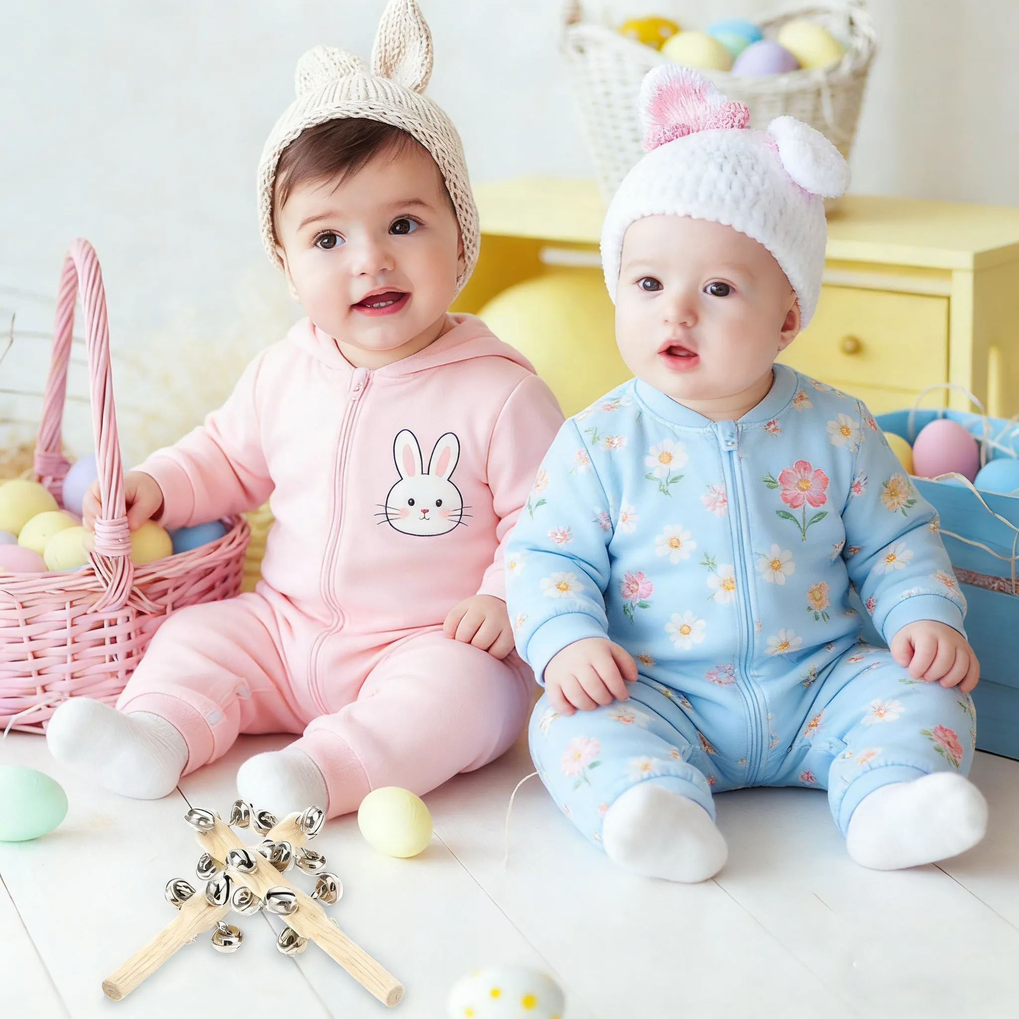 

8Pcs Wood Rattle Baby Musical Hand Jingle Bells Educational Gift to Develop Auditory Sense and Rhythm for Kids