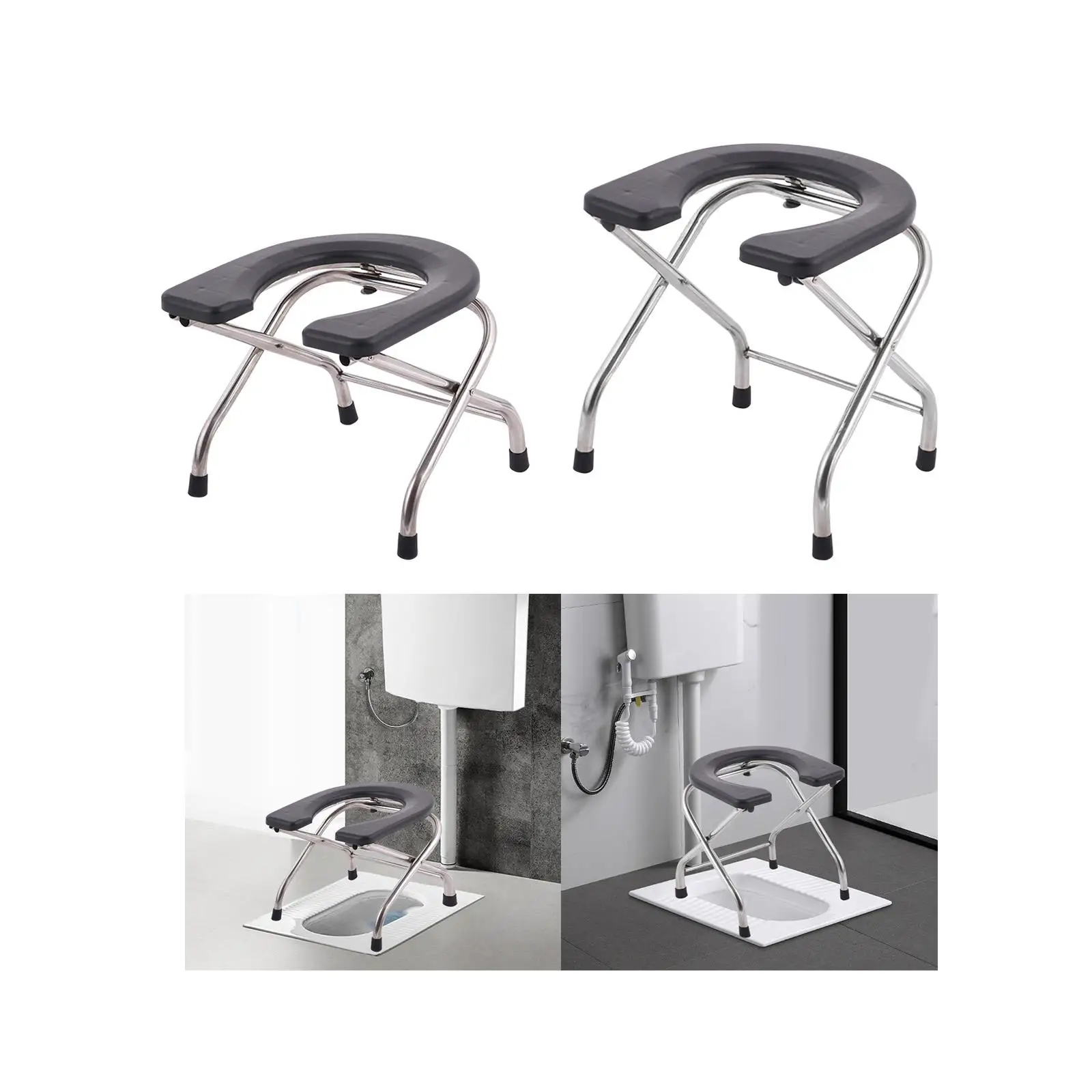 

Foldable Toilet Seat Bedside Commode Elderly Squat Toilet Seat Squat Toilet Stool for Bathroom Seniors