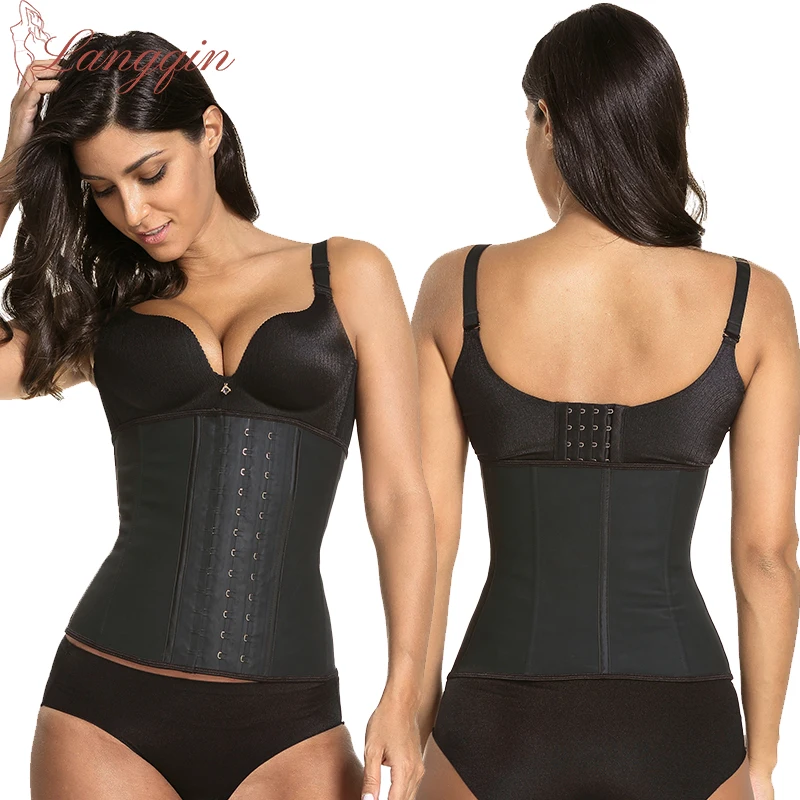 

Women Latex 9 Steel Boned Waist Trainer Belt Sauna Slimming Shaper Corset Waist Cincher Sweat Band