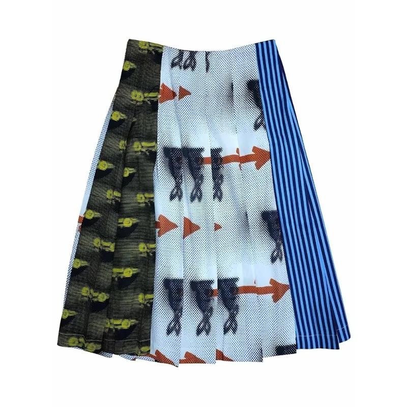 레트로 동물 프린트 루즈핏 미디 스커트 여성 2025 가을 신상 스트릿웨어 하이웨이스트 플리츠 캐주얼 A라인 스커트