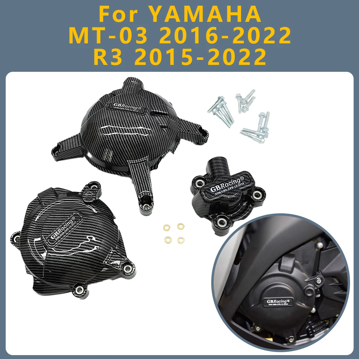 

Motorcycle Engine Cover Clutch Cover Protection Set Accessories For YAMAHA MT03 R3 2022 2021 2020 2015-2019 MT-03 MT 03
