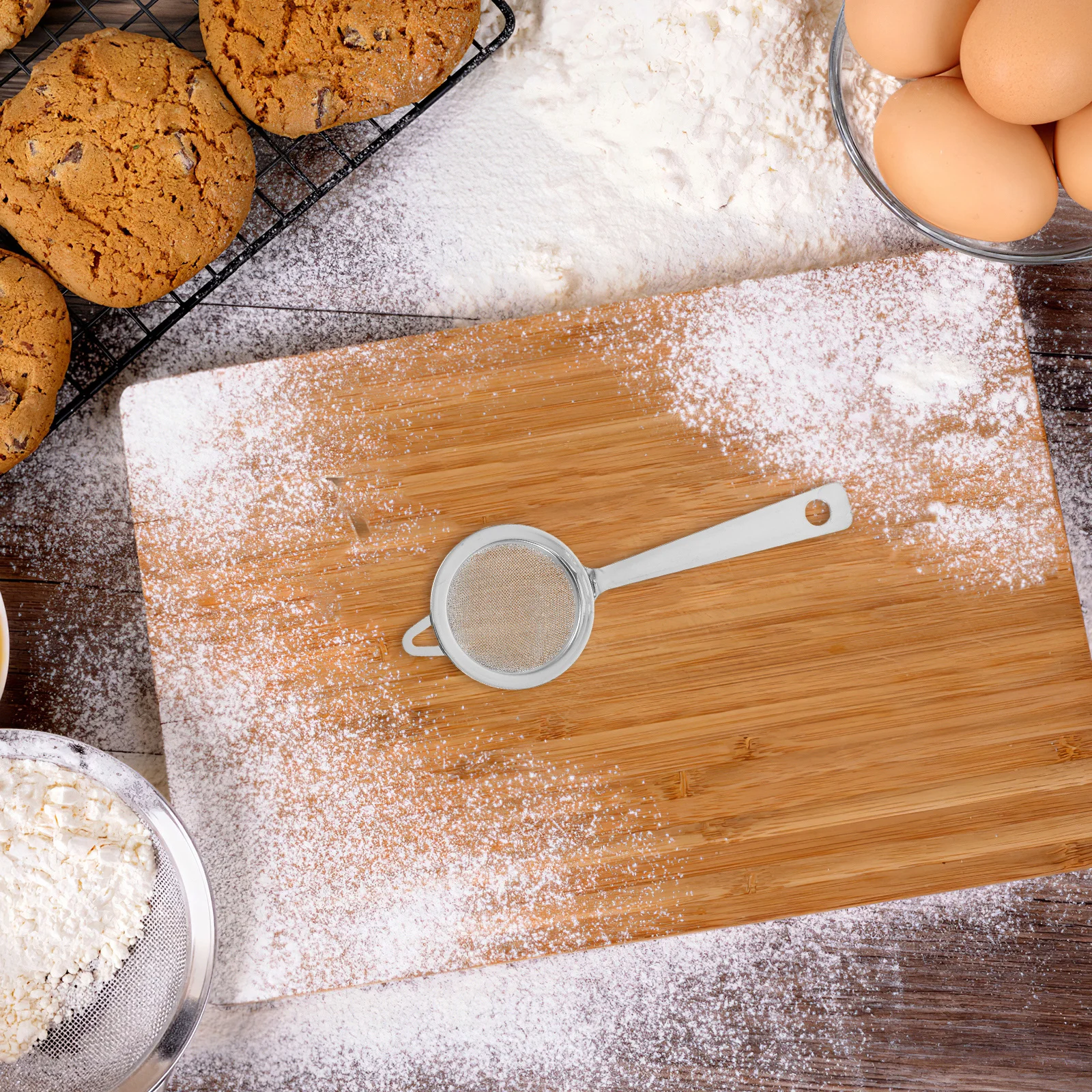 

Stainless Steel Fine Mesh Sieve Upgrade Rust Resistant Flour Sifter Tea Juice Colander Filter Kitchen Cooking Baking Bbq Long