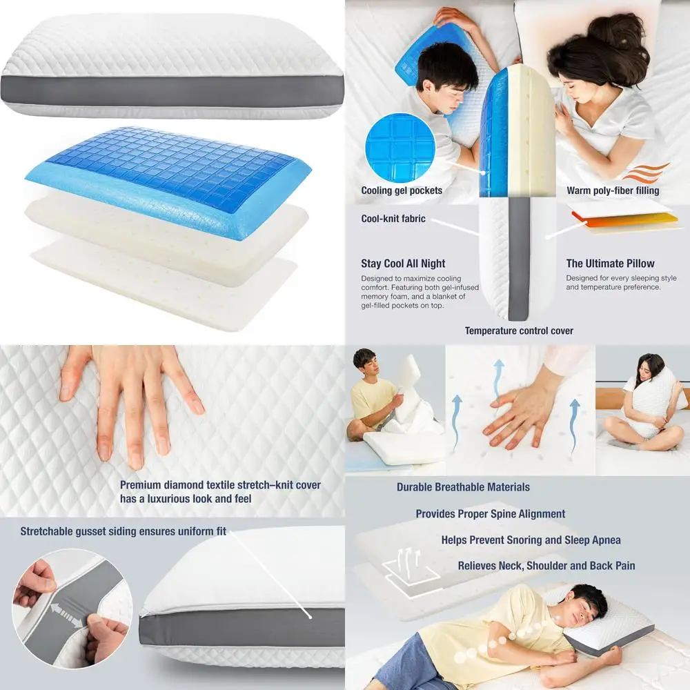 

Dual-Temperature Memory Foam Pillow with Customizable Layers for Various Sleep Positions