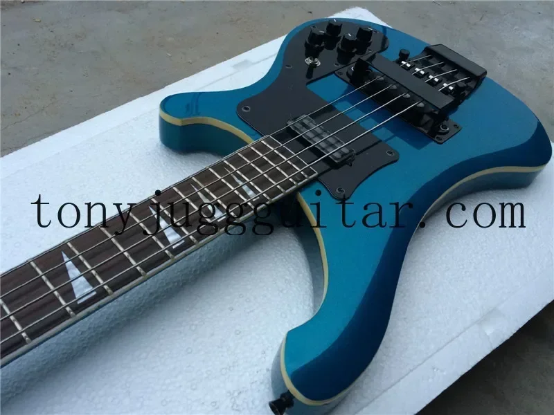 Custom 4 Strings Metallic Blue 4003 Electric Bass Guitar Black  Triangle MOP Fingerboard Inlay Awesome China Guitars