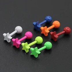 1pc Colorful Star Stud Earrings for Women Ear Piercing Stainless Steel Barbell Tragus Cartilage Earring Helix Conch Cute Jewelry