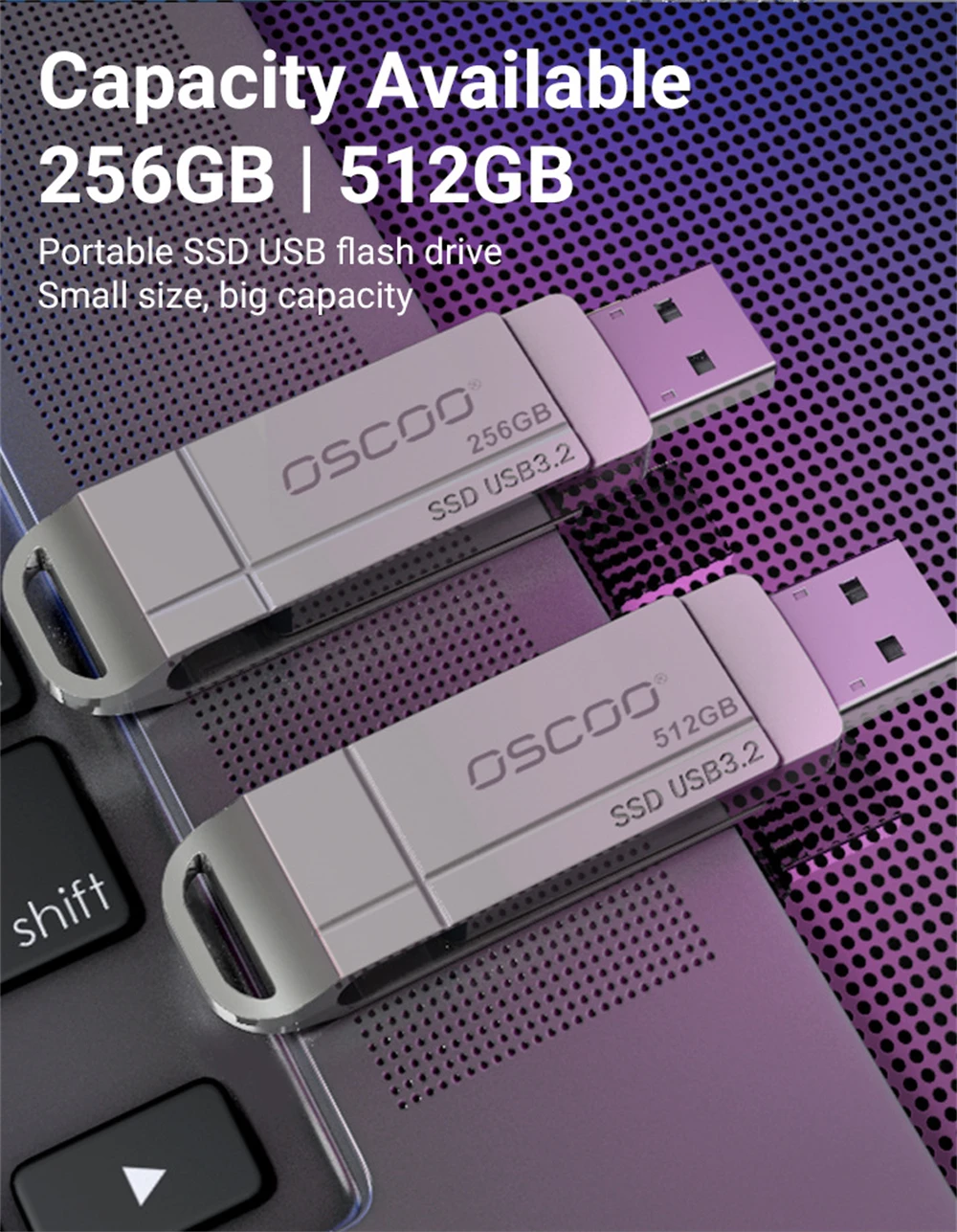 Clé USB 3.2 externe SSD à semi-conducteurs, petit lecteur de stylo, clé USB, périphérique portable, disque U, 512 Go, 256 Go