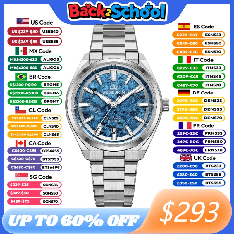 Luxury Watch Second Hand - AddiesKin K006 Blue Crystallized Titanium Dial