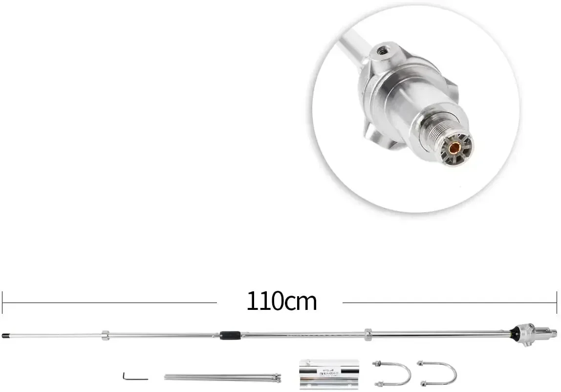 HAM Amateur Base Station Antenna Tunable GMRS Vertical Mobile Antennas 70cm 390-470MHZ 100W 6.0dBi SO239 Connector with Scale