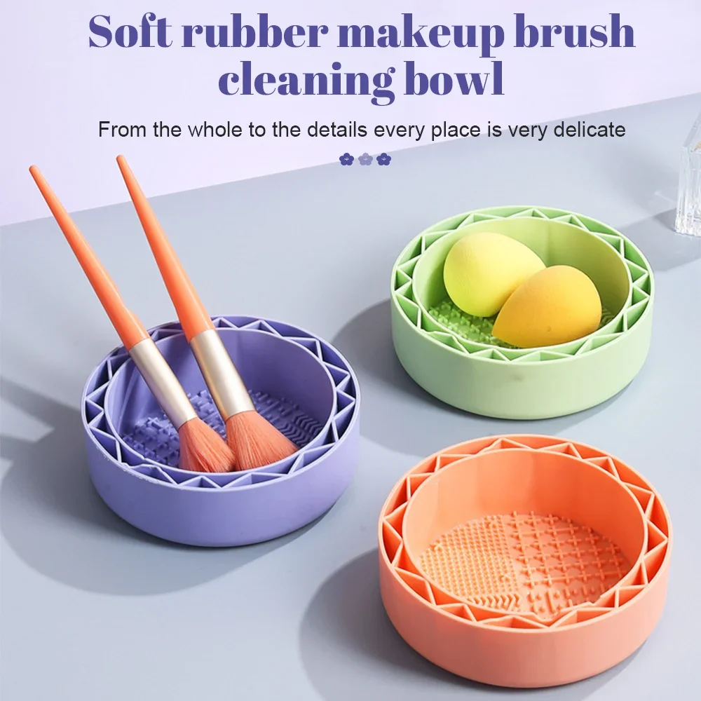 Silicone Makeup Brush Cleaner Mat Make-up Egg Cosmetic Brush Powder Puff Sponge Storage Artifact Cleaning Box Drying Tools Set