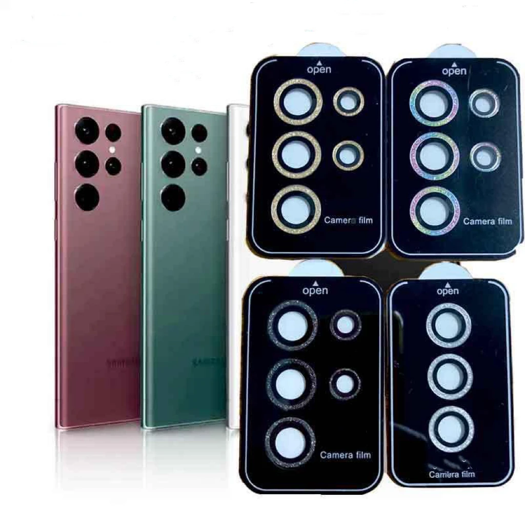 ฟิล์มกันรอยเลนส์เพชรสำหรับ Samsung Galaxy S25 Ultra S25Plus S24+ แหวนเลนส์กล้องสำหรับ Galaxy S24Ultra S23 Ultra ฝาครอบเลนส์แบบมันเงา