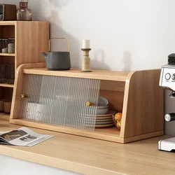 Multifunctional Wooden Dining Cabinet Dust-Proof Storage for Bowls & Cups Countertop Storage Rack for Kitchen & Living Room