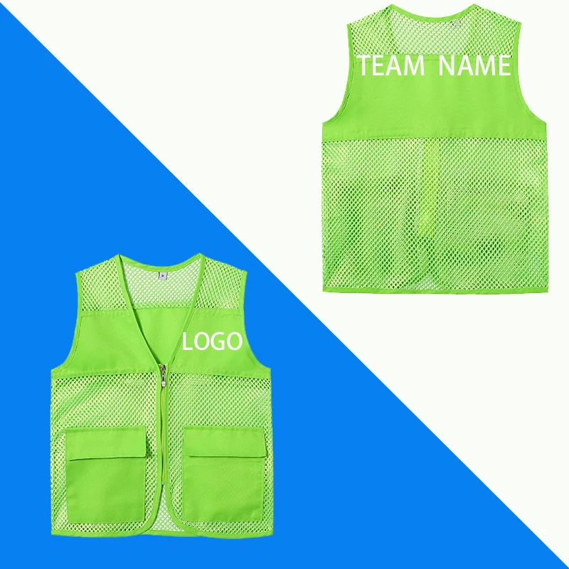 Универсальный летний жилет для работы и отдыха для мужчин и женщин, носимый жилет, сетчатый жилет, высококачественный индивидуальный логотип с принтом текста бренда