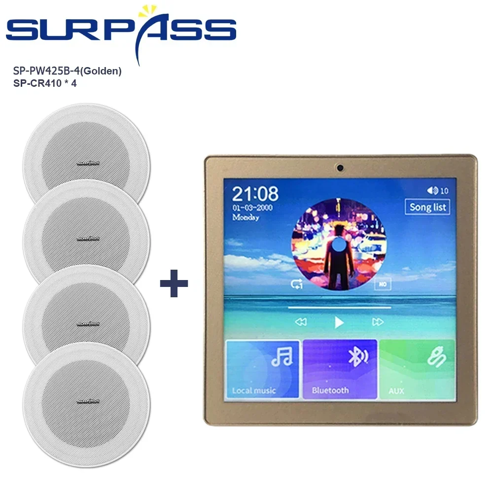 Inteligentny domowe Audio 4*20W BT wzmacniacz ścienny nagłośnienie dźwięk radia odtwarzacz System PA głośnik sufitowy tanie zestaw głośnik