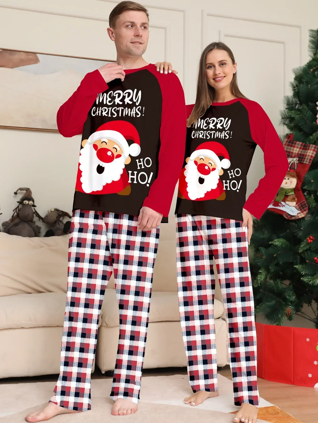 Merry Christmas Print Family Pajamas Set Women Men Boys Girls Baby Dog Matching Clothes Soft Casual Sleepwear Xmas Gift Pijamas