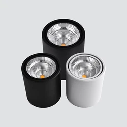 Surface Mounted Dimmable COB LED Ceiling Downlights 7W 10W 12W 15W 20W 24W AC85~265V Cylinder LED Spot Lights Indoor Lighting
