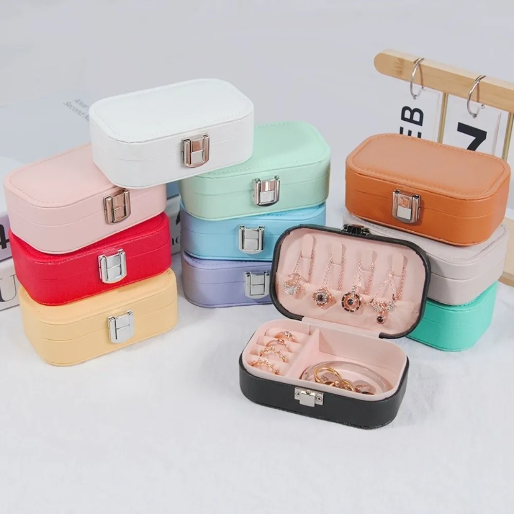 

New Macaron Color Jewelry Storage Box Dustproof Mini Size Jewelry Storage Case Snap Button Bracelet Necklace Tray Travel Use