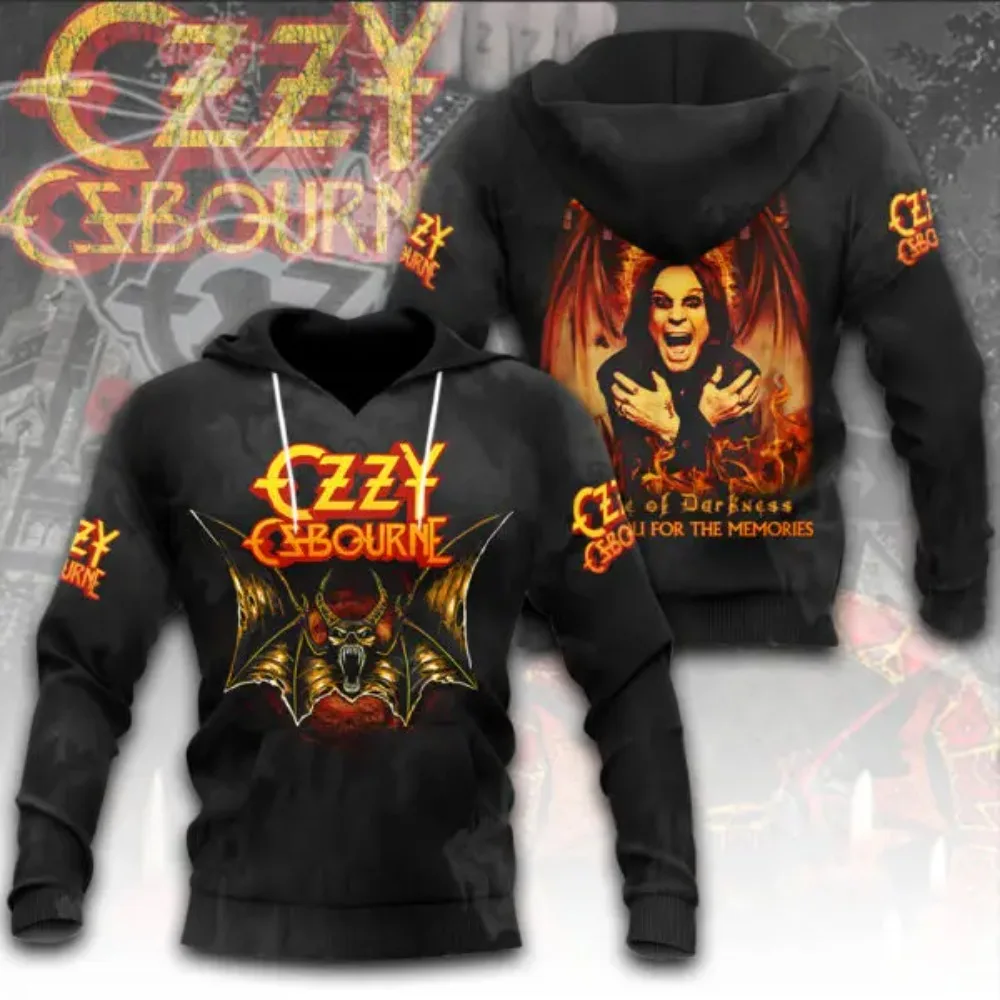 روك اوزي أوزبورن هوديس ثلاثية الأبعاد مطبوعة للجنسين بلوزات موضة الرجال النساء الهيب هوب البلوفرات المتضخم ملابس للرجال Y2k هوديي #4