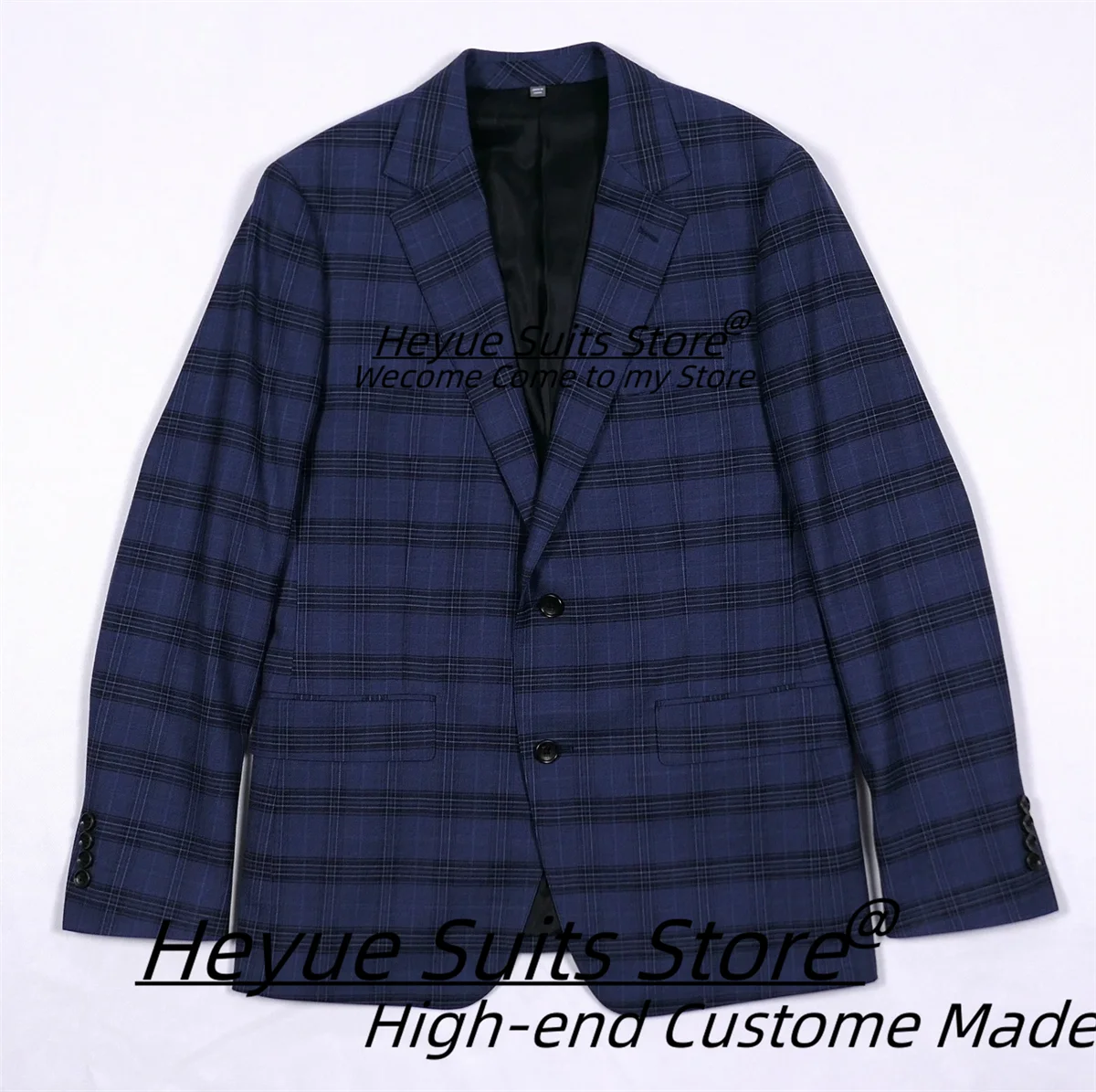 

Business Plaid Men Suits Customized Slim Fit Notched Lapel Groom Wedding Tuxedos 2 Pieces Sets Male Prom Blazers Costume Homme