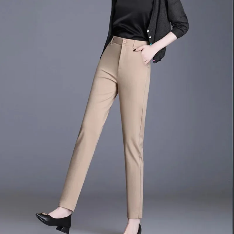 Women's Spring Autumn New High-waisted Straight-leg Slimming Trousers Professional Draped Casual Pants Long Pants Office Workers