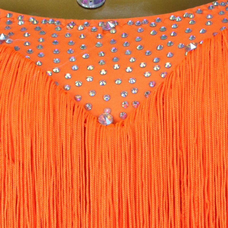 Orange Latin Dance Fransen Kleid sexy weibliche Party Leistung Mädchen Kostüm Sport Wettbewerb Party Rock tragen Ball Abend anzug