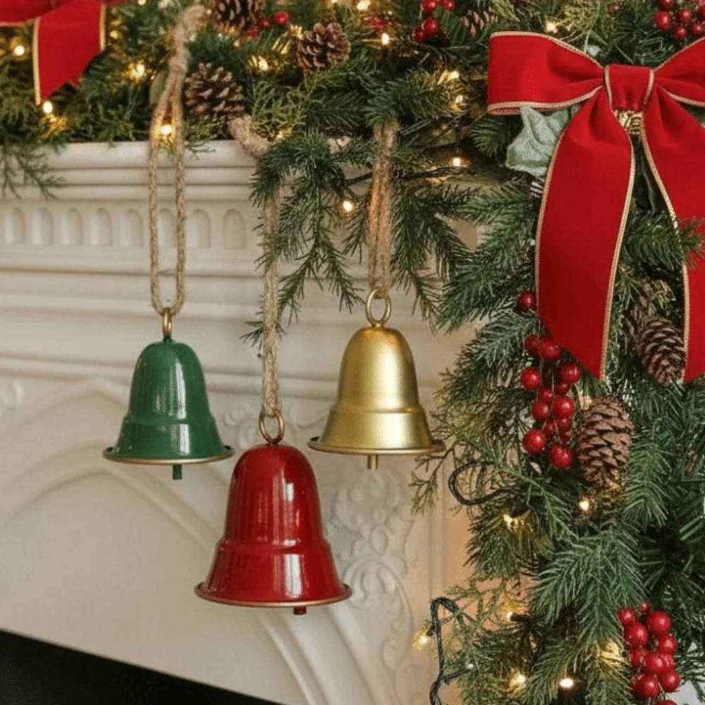 

Gifts Creative Christmas Bell Pendant Antique Large Xmas Tree Pendant Handmade Exquisite Bell Wind Chimes for Xmas Tree