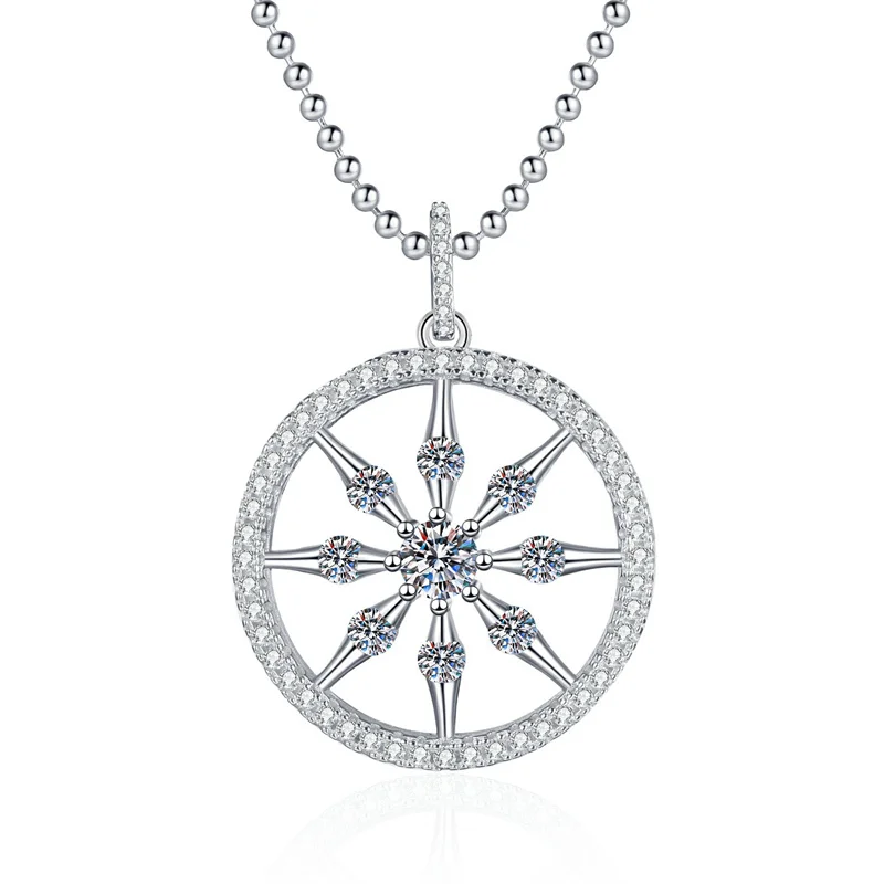 XL536 Lefei Fashion Luxury Classic Moissanite Color D Compass Rudder Necklace For Charm Women s925 Sterling Silver Party Jewelry