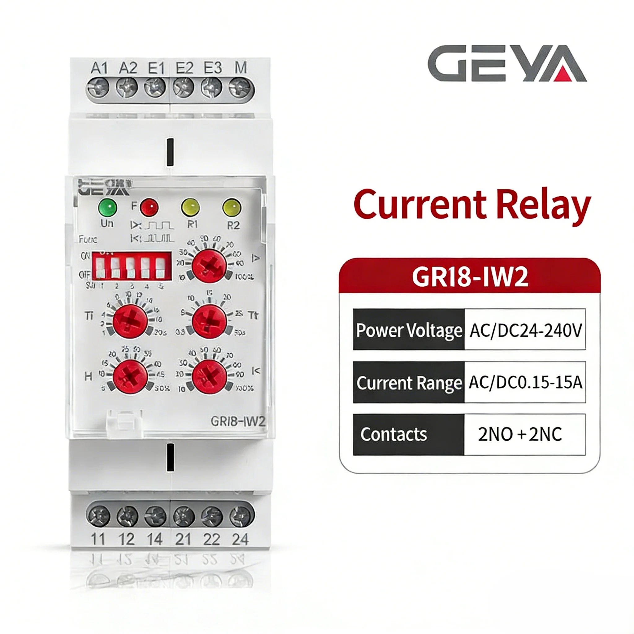GEYA GRI8 AC and DC Current Monitoring Relays Monitoring of Electrical Equipment's Overcurrent Undercurrent Conditions
