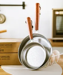Korean 304 Stainless Steel Mini Skillet - Snowflake Pattern Non-Coated, Multiuse for Egg Frying, Milk Heating & Stir-Fry, Small