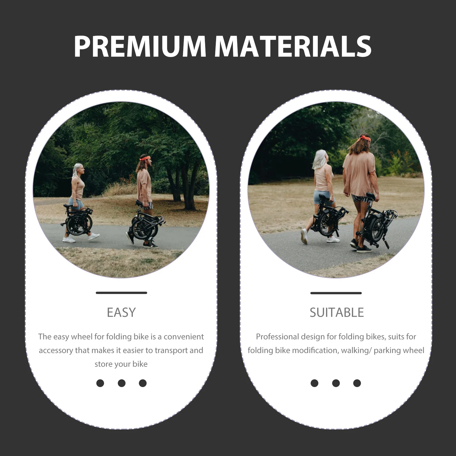 

2pcs Easy Wheel For Folding Bike Replaceable Extension Wheel Lightweight Durable Bike Accessory Outdoor Daily Use