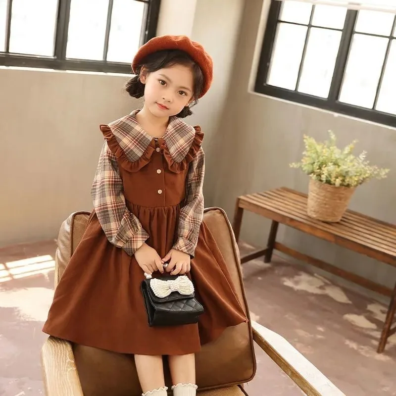 

Girls' 2025 Autumn New Arrival Korean-style School Uniform Long Sleeve Princess Dress - for 4-12 Years Old