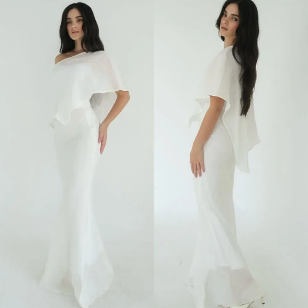 

High Quality Customized Floor Length Mermaid White Tulle Women Elegant Dress Women for Wedding Party Robe Pour Mariage Invité
