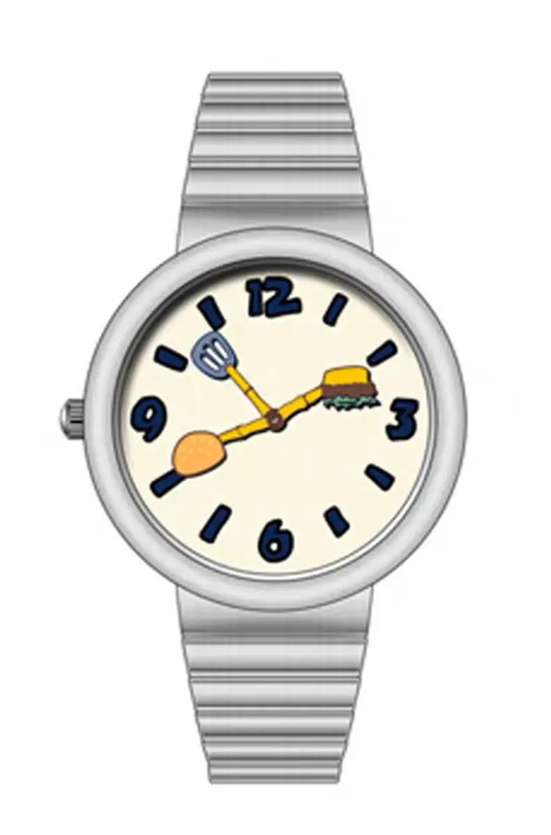 Couple Japanese cartoon baby white burger personalized pointer steel belt waterproof artistic watch