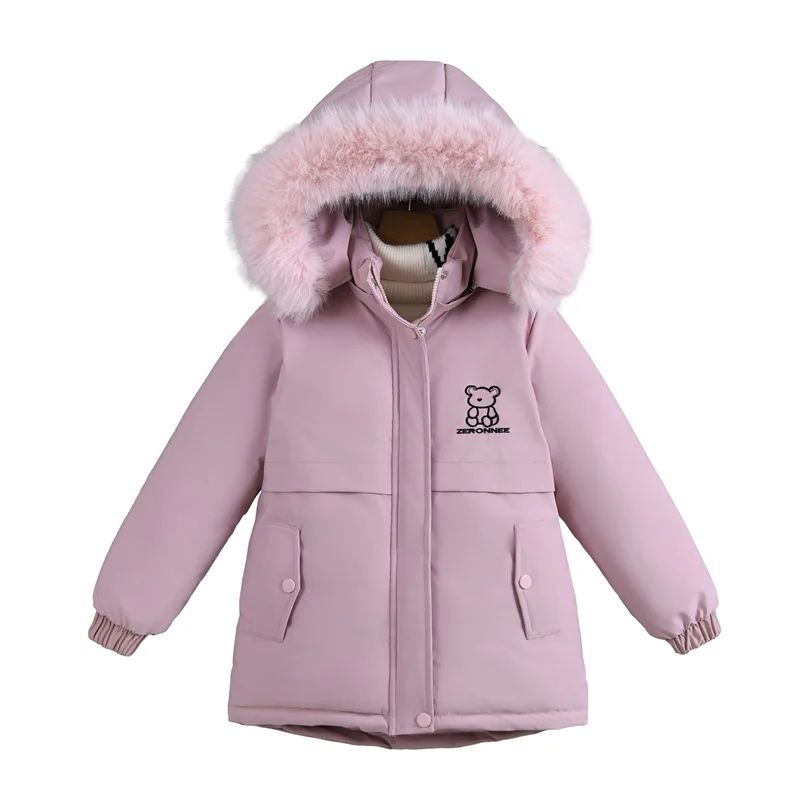 

New Children's Down and Cotton Jacket Trendy Children's Winter Trade Thick Hooded Cotton Collar Jacket
