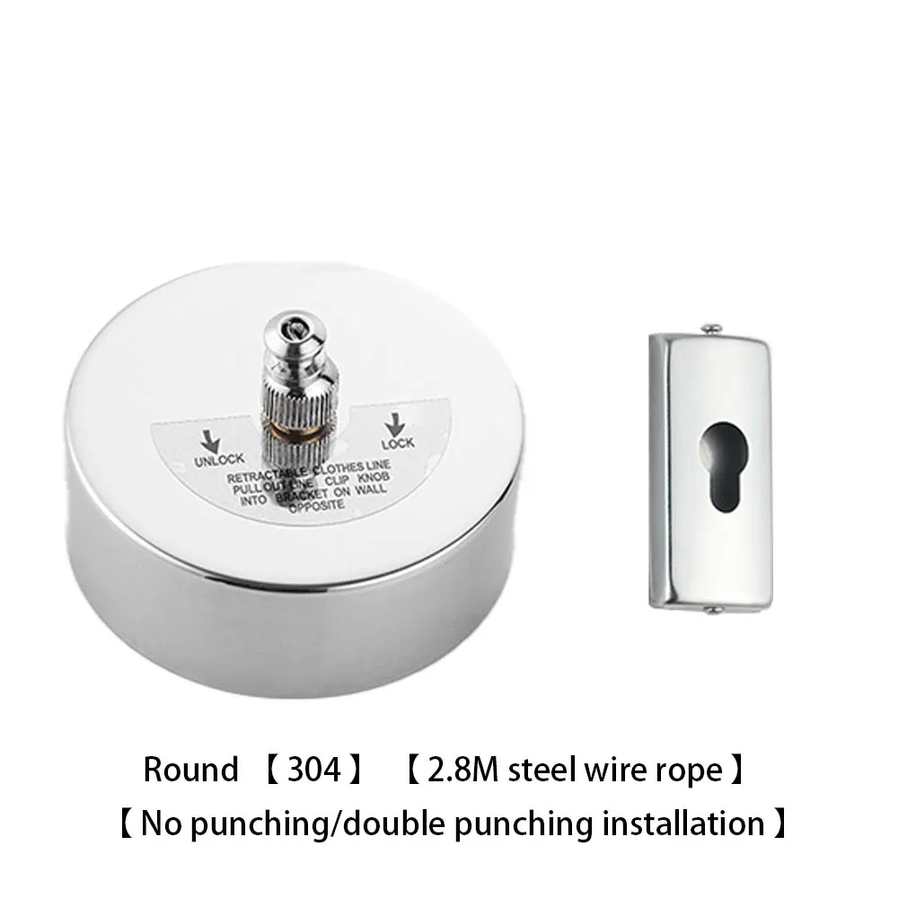 Living Room Bedroom Retractable Clothesline Wall Mounted Stainless Steel Underwear Drying Rope Laundry Rack Hanger 2.8m
