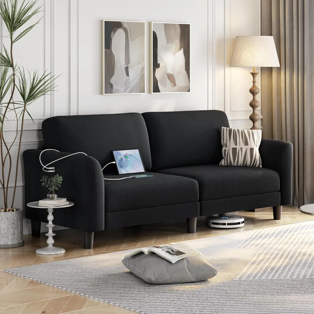 67" W Stoffsofa Couch 2-Sitzer Loveseat Sofa mit USB-Ladeanschlüssen Gepolstertes Sofa Wohnzimmer Büro Schlafzimmer