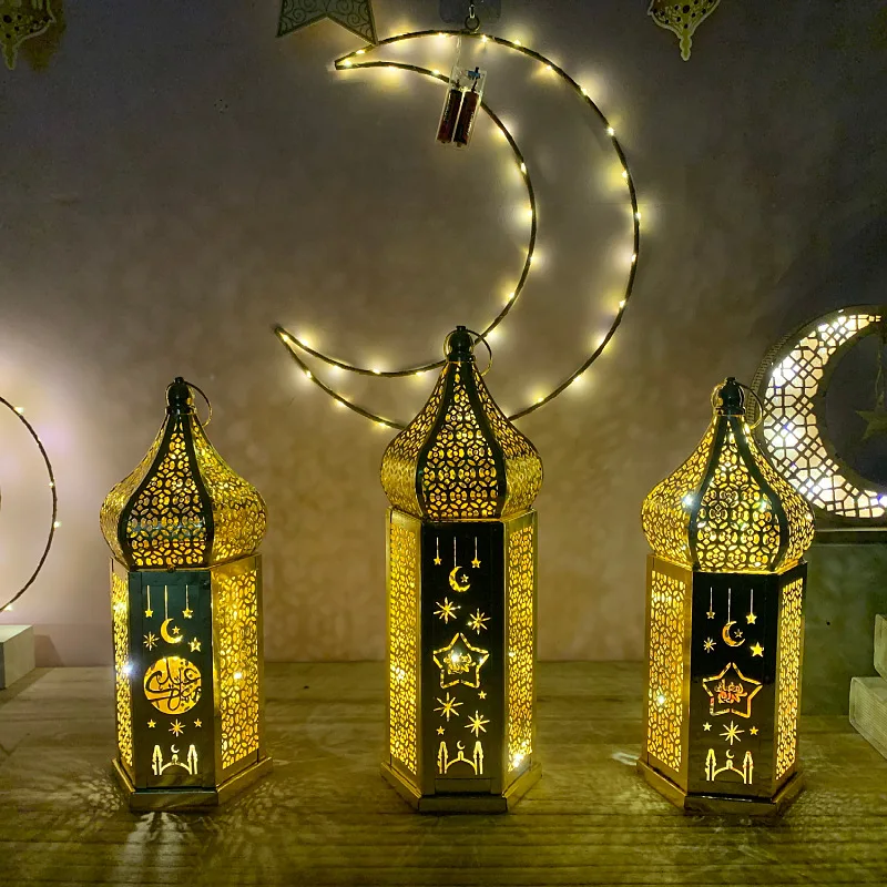 Eid Mubarak Wind Lamp Lantern Home Table Decoration LED Night Light for Middle East Arab Eid al-Fitr Ramadan Kareem Party Supply