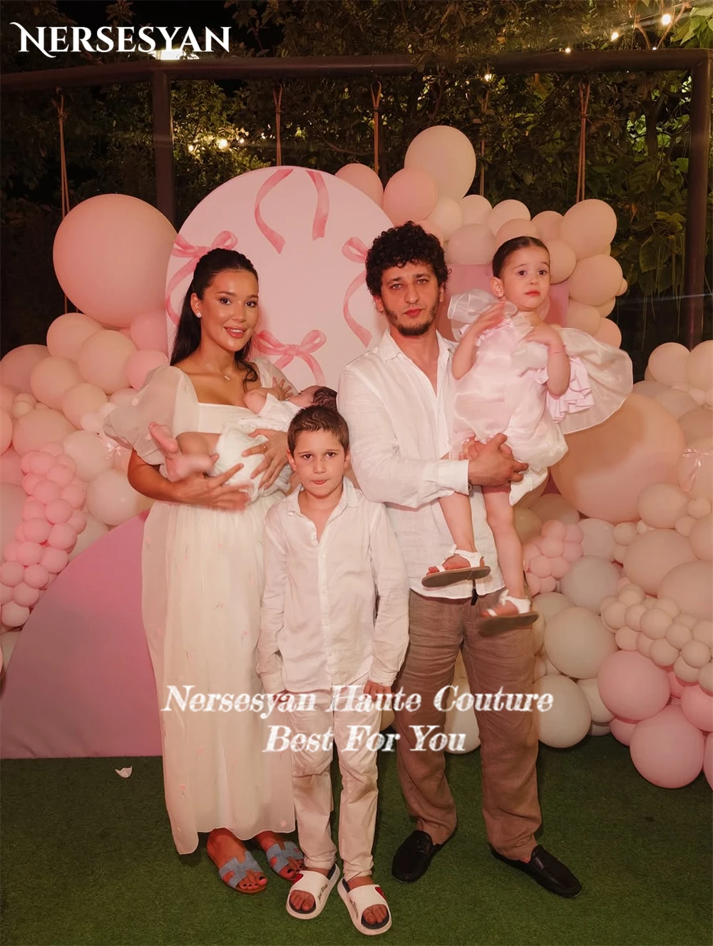 Nersesyan robes de bal élégantes en dentelle manches courtes bouffantes col carré robes de fête d'anniversaire robes Maxi pла Heiе ж Salah Ramonе personnalisé