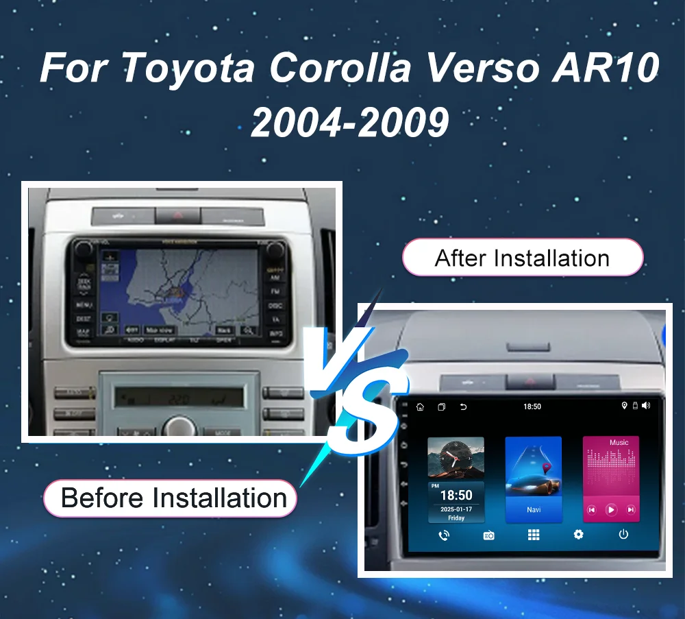 Android For Toyota Corolla Verso AR10 2004 -2009 Auto Player Multimedia Carplay GPS Navigation Car Radio Stereo No 2Din DVD QLED