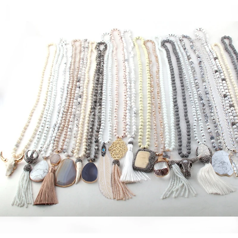 Wholesale Fashion 20pc Mix Color White/Beige/Gray Necklace Handmade Women Jewelry