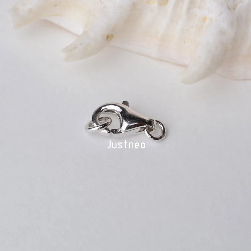 Solid 925 Sterling Silver Lobster Trigger Clasp with 2 Closed Jump Rrings for Necklace/bracelet  Rhodium plated ,1piece