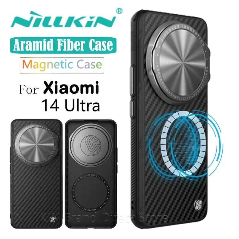 Nillkin CarboProp Case for Xiaomi Mi 14 Ultra, Aramid Fiber, Magnetic Kevlar, Aluminium Alloy, Camera Lens Stand Back Cover