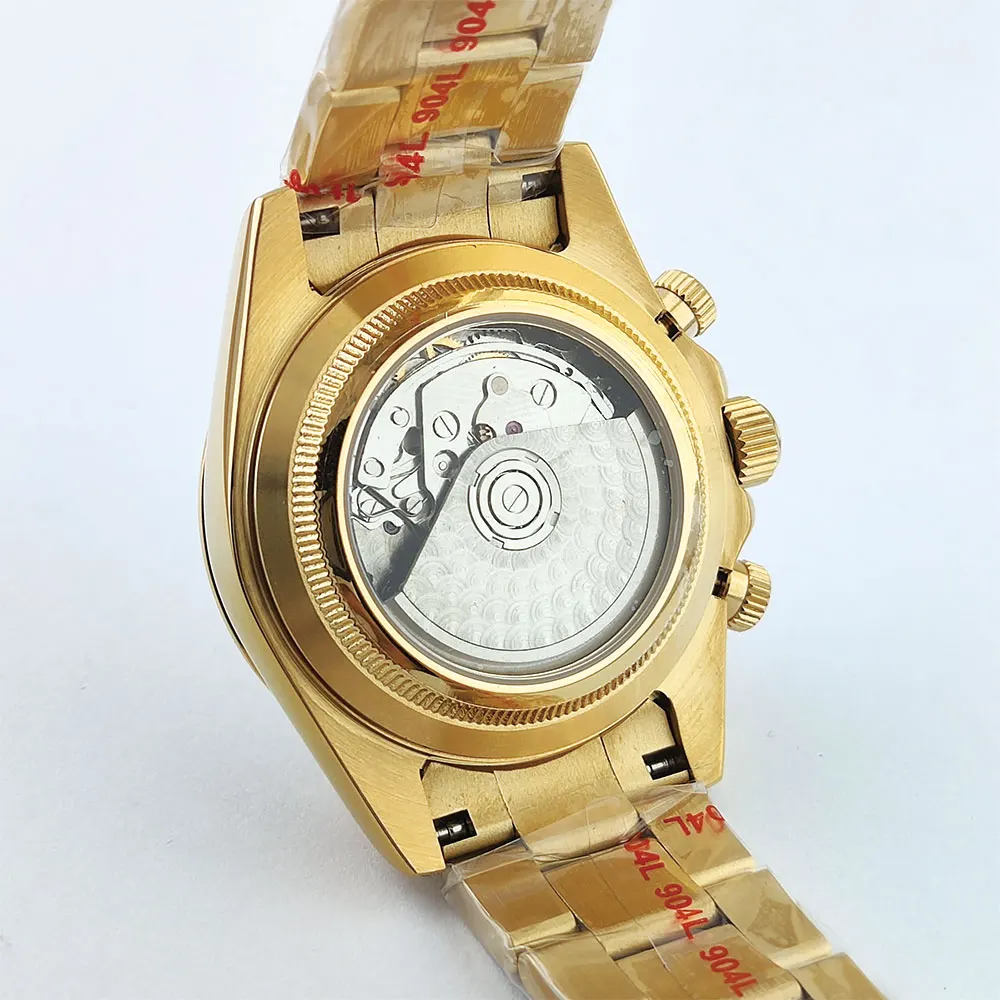 Orologio con gemma a colori di lusso da 39 mm Nuovo cronografo Orologio meccanico impermeabile da uomo in vetro zaffiro Orologio con movimento 7750 / 4613D